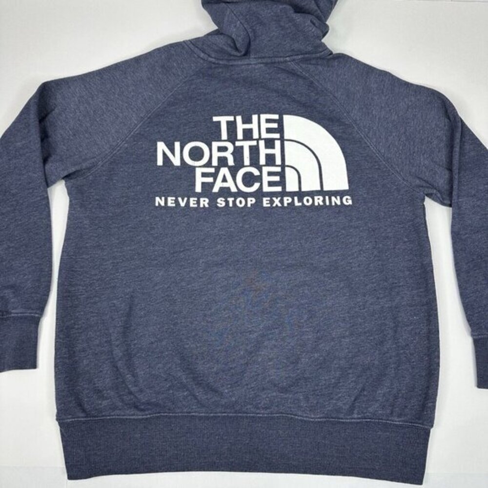 The North Face Womens Blue Heather Graphic Pullover Hoodie Sweatshirt Medium - Picture 9 of 16